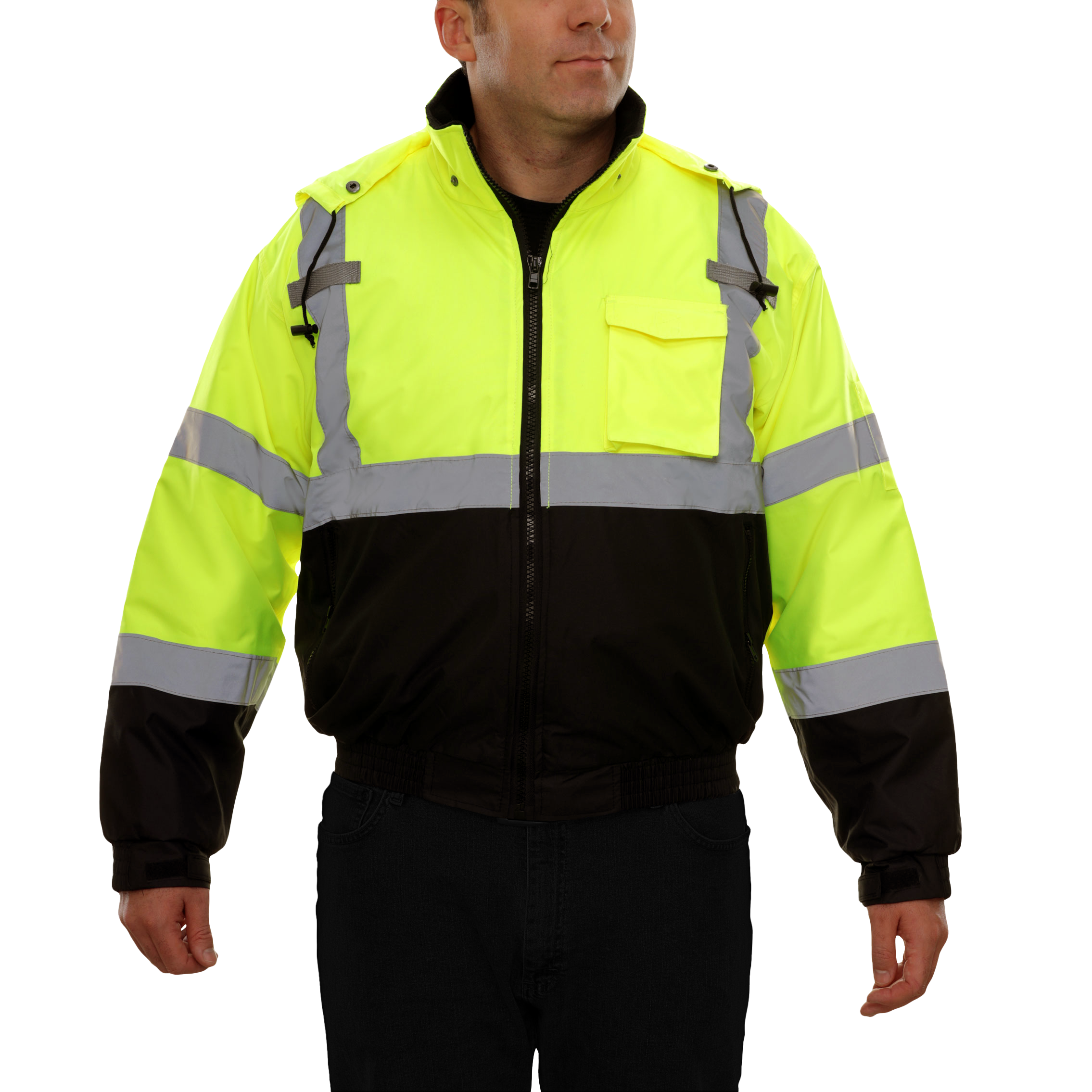 Safety Jacke Hi Vis Bomber Adjustable Hood Waterproof-eSafety Supplies, Inc