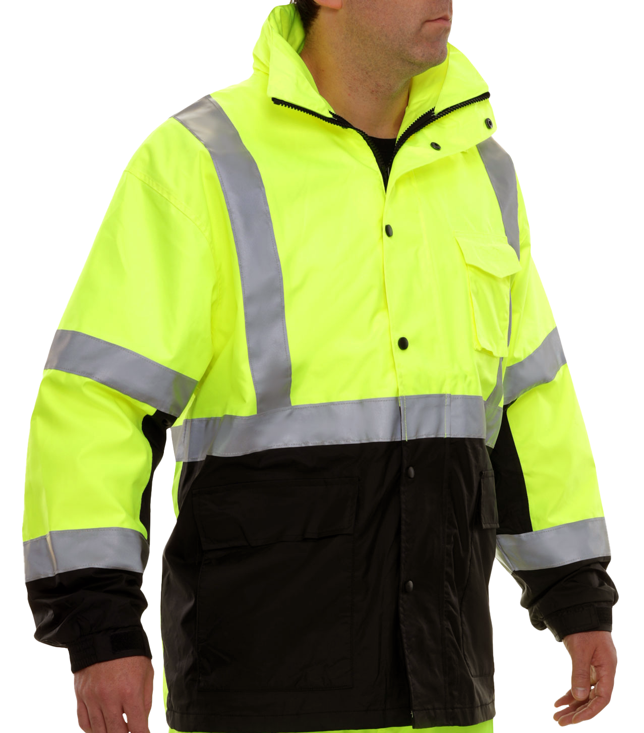 Safety Jacket Hi Vis Parka Breathable Waterproof Hooded 2-Tone Lime-eSafety Supplies, Inc