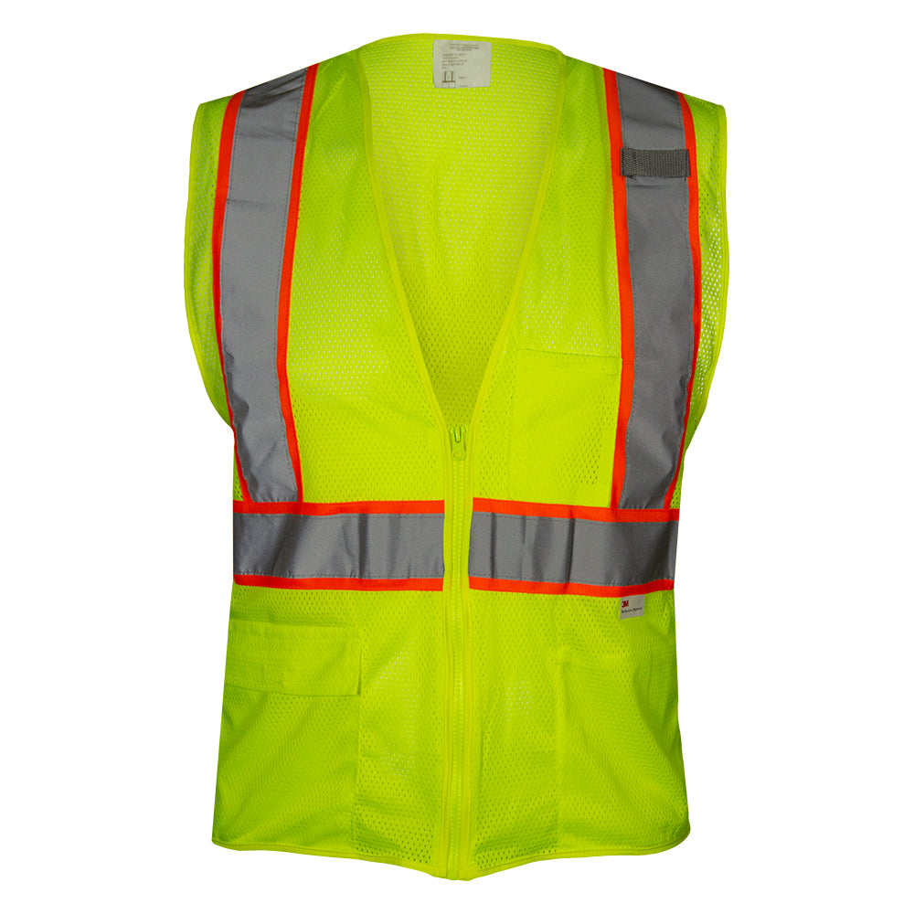 Economy Safety Vest Hi Vis Lime Vest Zip Mesh Contrasting Tape ANSI 2-eSafety Supplies, Inc