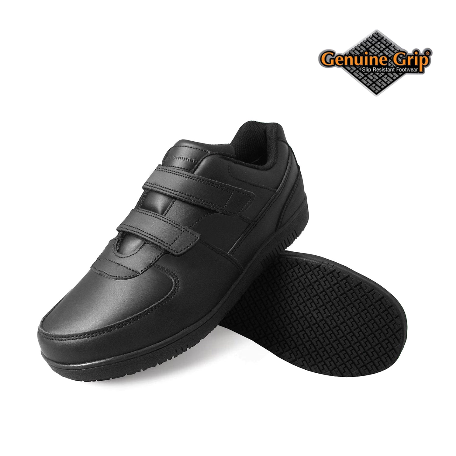 Genuine Grip Women's 230 Hook and Loop Closure Non-Slip Work Shoes, Black, 6 W Genuine Grip Women's 230 Hook and Loop Closure Non-Slip Work Shoes, Black, 6 W