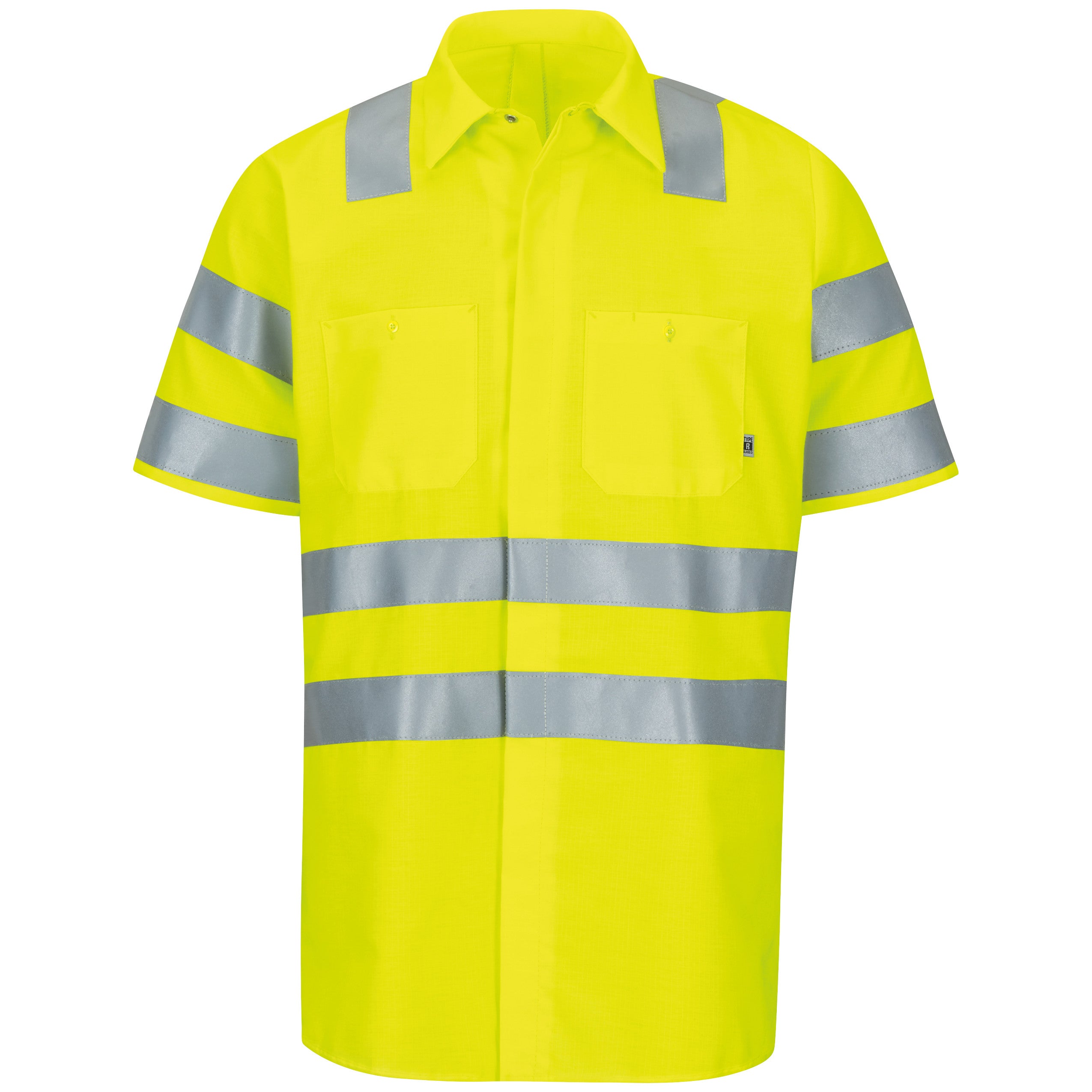 Short Sleeve Hi-Visibility Ripstop Work Shirt with MIMIX + OilBlok, Type R Class 3 SX24 - Fluorescent Yellow-eSafety Supplies, Inc