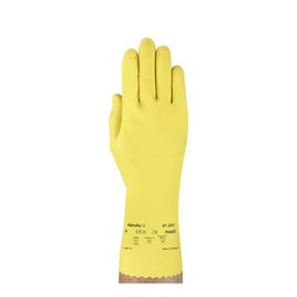 Ansell Yellow AlphaTec 87-297 Cotton Flocking Chemical Resistant Gloves
