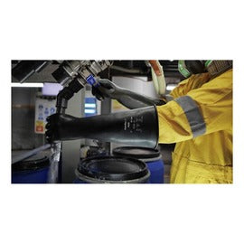 Ansell Black AlphaTec 87-104 Natural Latex Rubber Chemical Resistant Gloves, Dozen