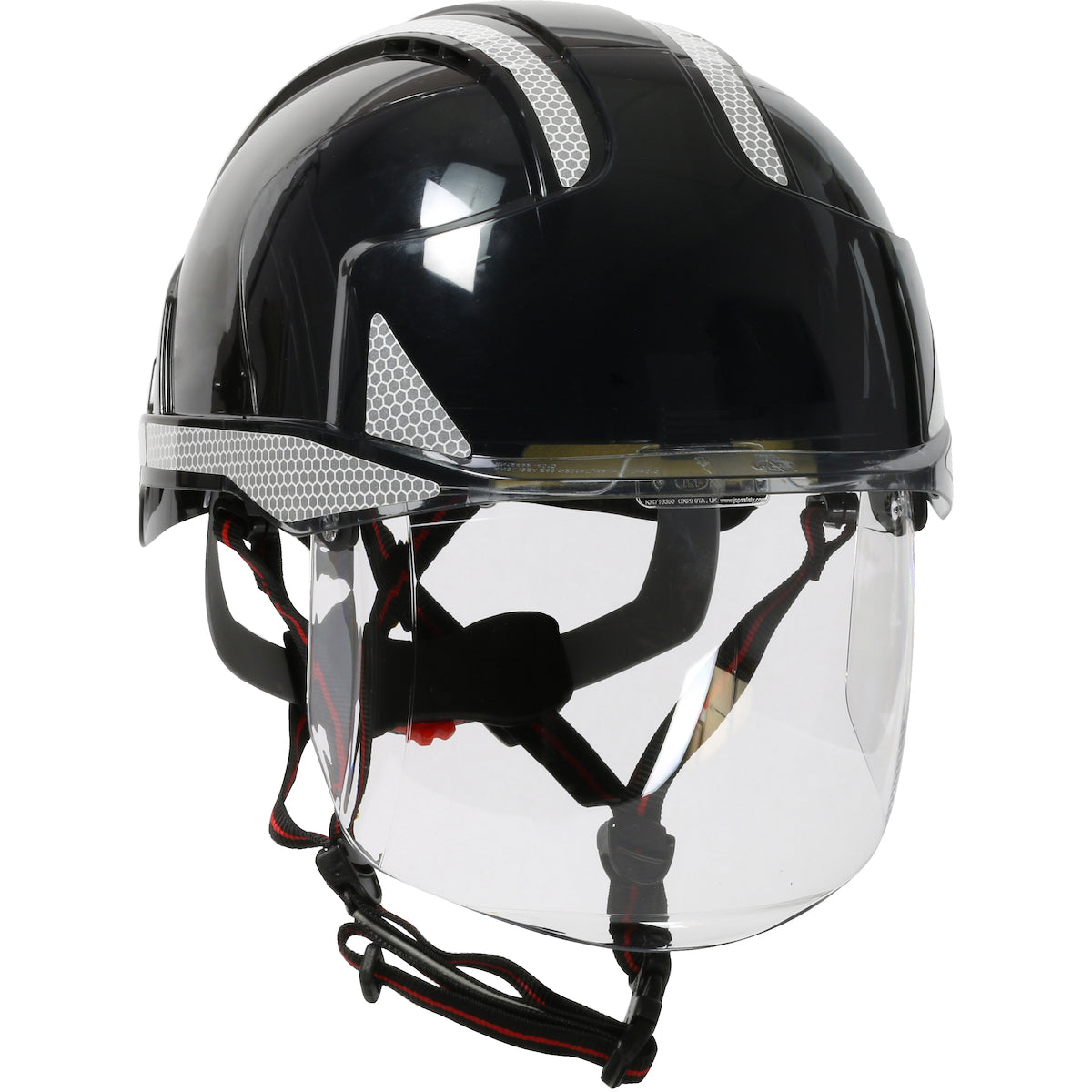 EVO® VISTA™ ASCEND™ Type I, Vented Industrial Safety Helmet with fully adjustable four point chinstrap, Lightweight ABS Shell, Integrated Faceshield, 6-Point Polyester Suspension and Wheel Ratchet Adjustment