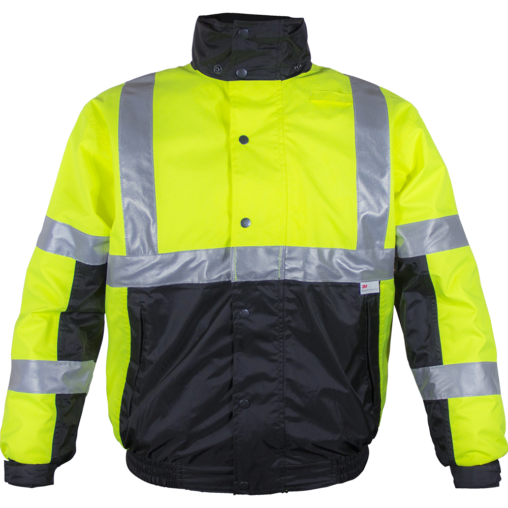 Safety Jacket Hi Vis Bomber Zip-Out Liner Breathable Waterproof Lime & Black-eSafety Supplies, Inc