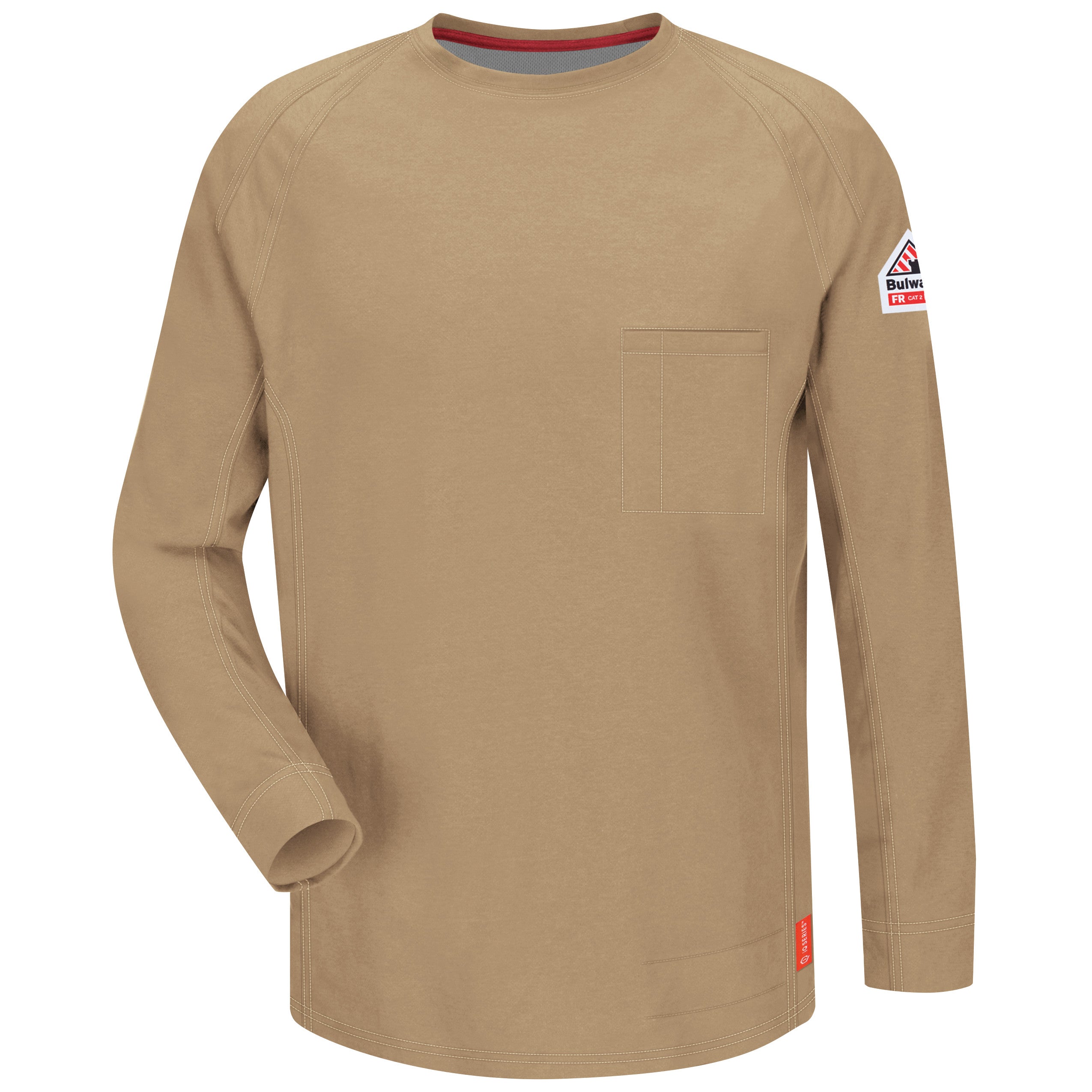 iQ Series® Comfort Knit Men's FR Long Sleeve T-Shirt QT32 - Khaki-eSafety Supplies, Inc