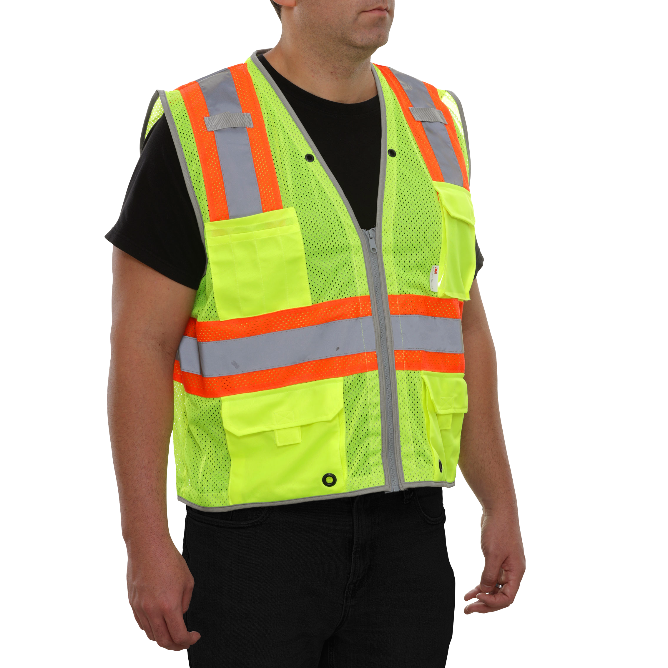 Multi-Pocket Safety Vest Hi-Vis Mesh Vest Surveyor Contrasting Trim-eSafety Supplies, Inc