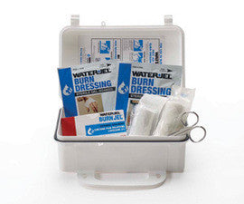 WaterJel® 19" X 8.75" X 6" Economy Burn Kit (Inculdes Burn Dressings, Burn Jel® Packets, Roll Gauze Scissors, Emergency Burn Care Instructions In Weatherproof Kit Box With Handle/Hanging)-eSafety Supplies, Inc