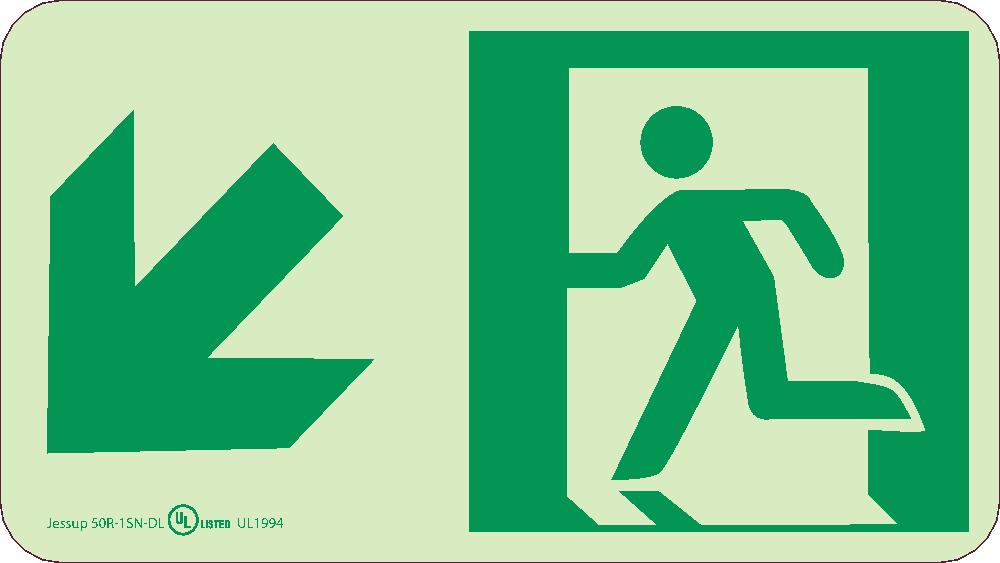 Glo Brite Down Left Arrow Egress Sign-eSafety Supplies, Inc