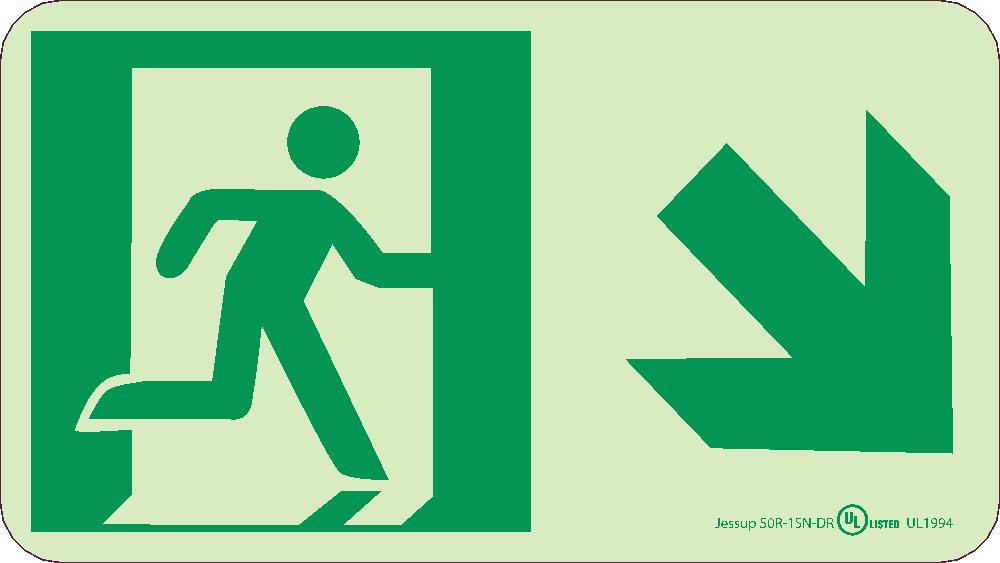 Glo Brite Down Right Arrow Egress Sign-eSafety Supplies, Inc