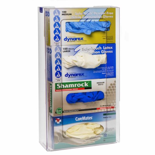 Rack'Em Racks-4-Box Top Loading Plastic Box Glove Dispenser, ECO FRIENDLY 100% Recycled PETG CLEAR PLASTIC-eSafety Supplies, Inc
