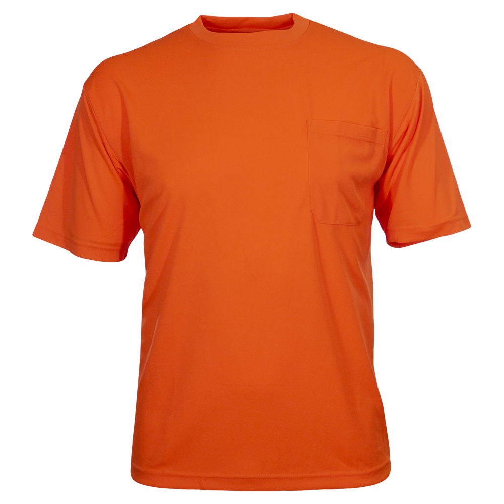 Safety Shirt Hi Vis Pocket Shirt Orange Birdseye Knit Non-ANSI-eSafety Supplies, Inc