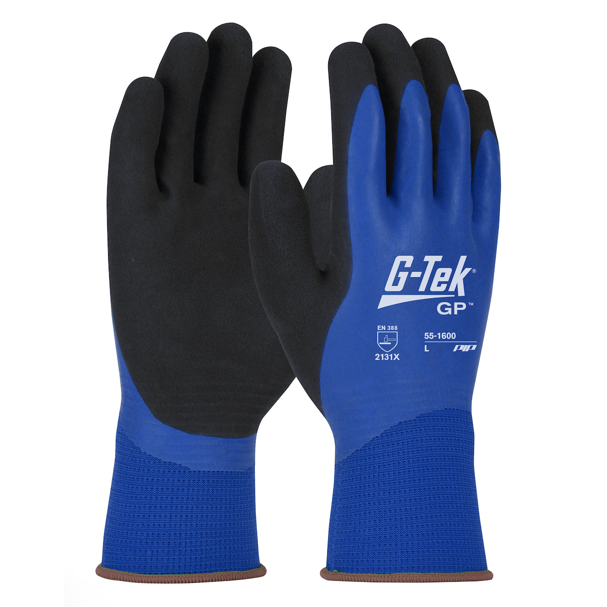 PIP 55-1600 G-Tek GP Waterproof Seamless Knit Nylon Gloves - Double Dipped Latex Coated Grip (12 Pairs)-eSafety Supplies, Inc