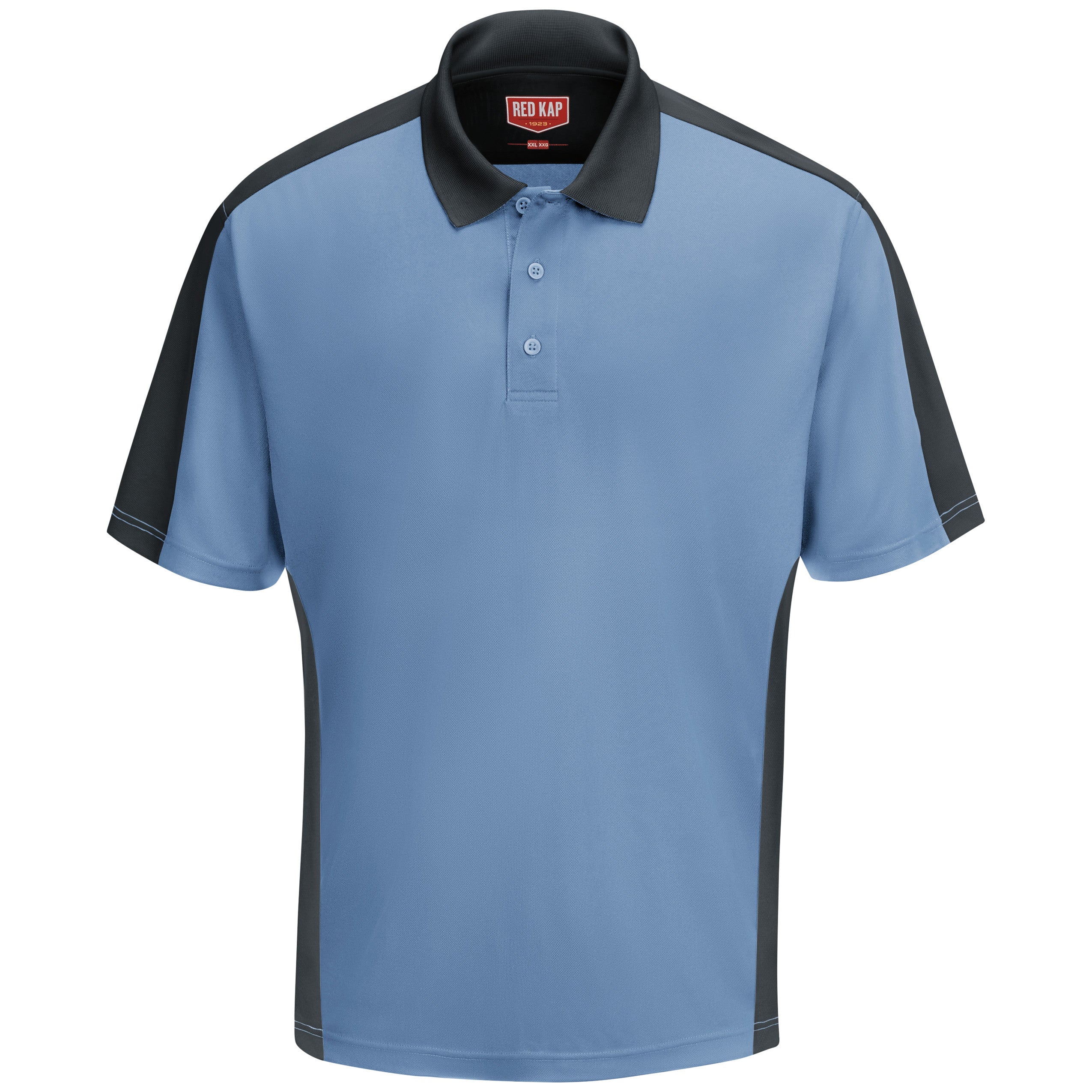 Men's Short Sleeve Performance Knit Two-Tone Polo SK54 - Medium Blue/Charcoal-eSafety Supplies, Inc