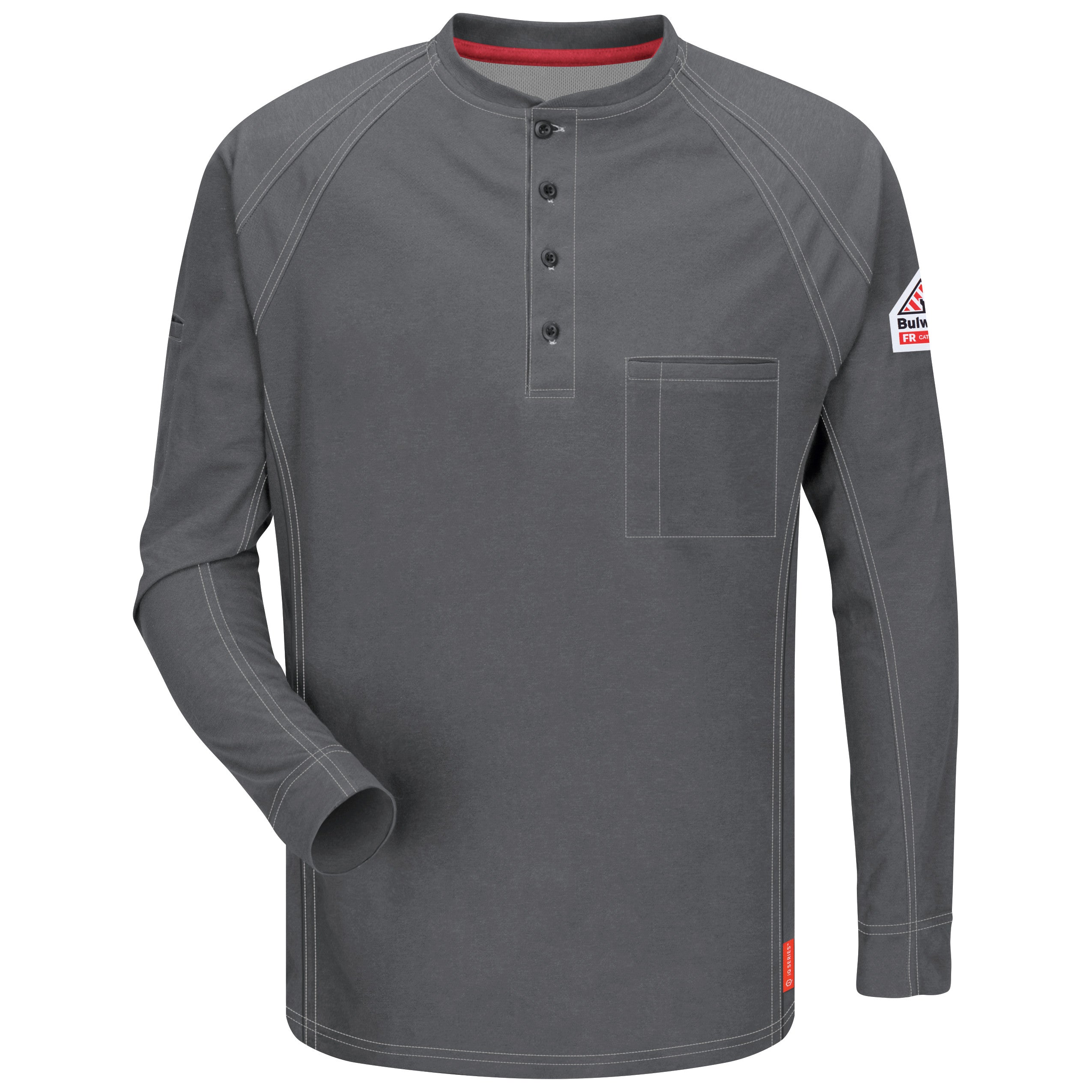 iQ Series® Men's Comfort Knit Long Sleeve Henley with Insect Shield QT20 - Charcoal-eSafety Supplies, Inc