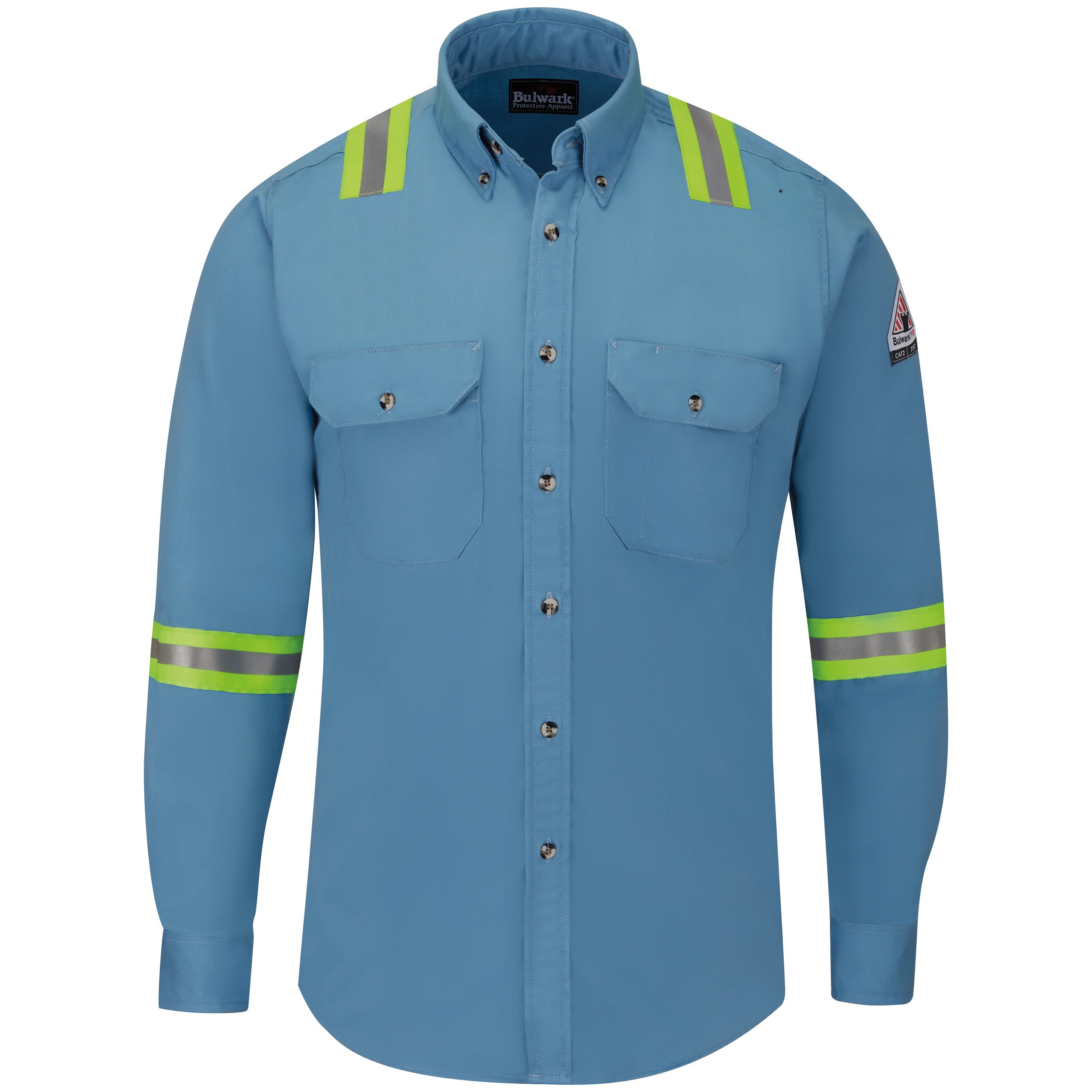 Men's Midweight FR Enhanced Visibility Shirt SLEV - Light Blue-eSafety Supplies, Inc