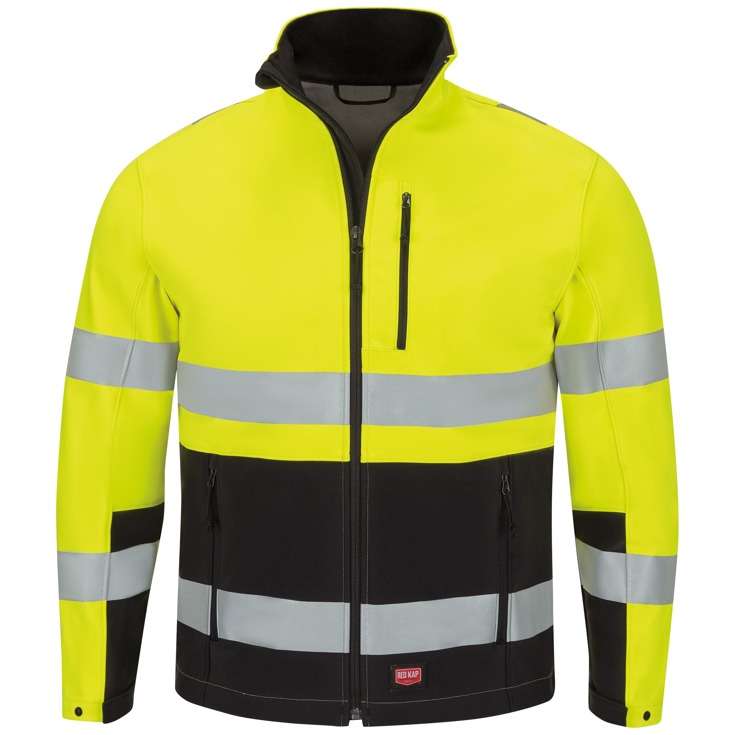 Men's Hi-Visibility Soft Shell Jacket JY34 - Fluorescent Yellow/Black-eSafety Supplies, Inc