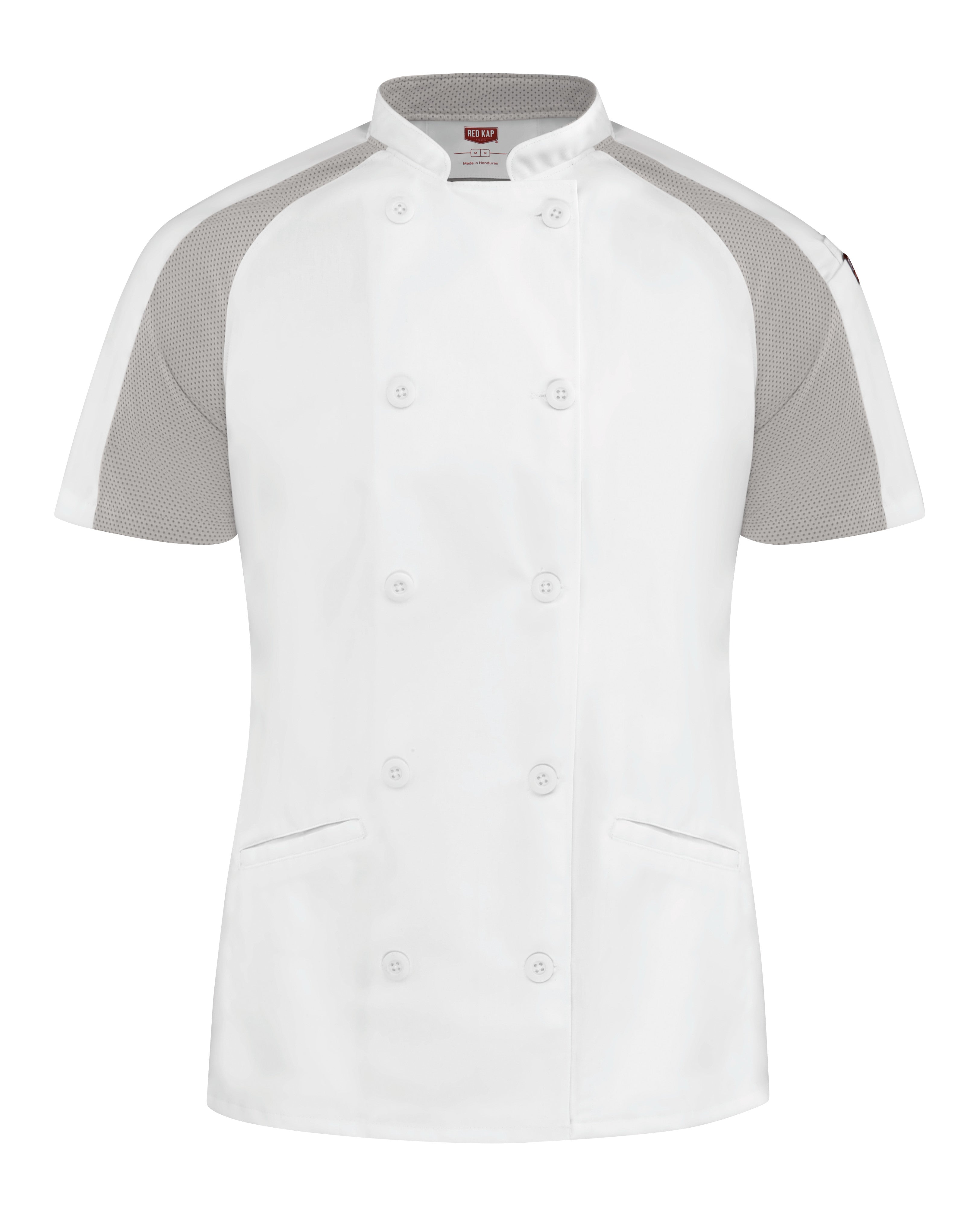 Women's Airflow Raglan Chef Coat with OilBlok 051W - White with White/Gray Mesh-eSafety Supplies, Inc