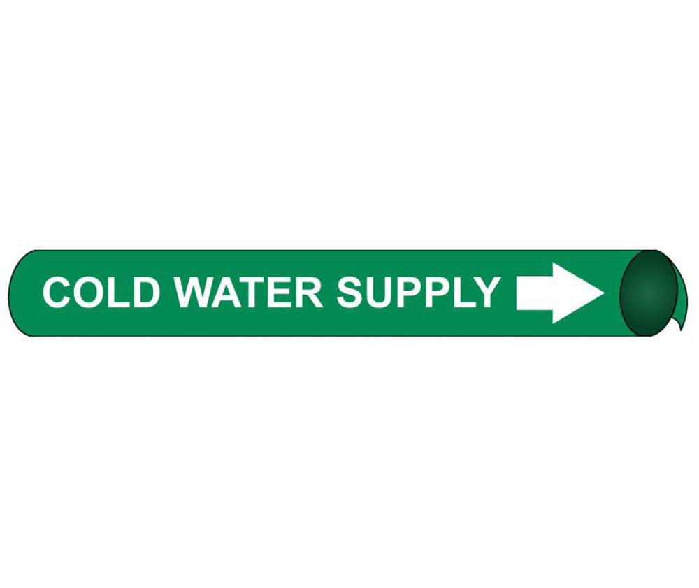 Cold Water Supply Precoiled/Strap-On Pipe Marker-eSafety Supplies, Inc