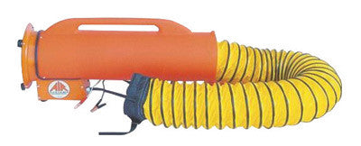 Air Systems 8" 1170 cfm 1/4 hp 12 VDC 19 Amps Polyethylene Axial Fan With 25' Duct, Cord And Clip-eSafety Supplies, Inc