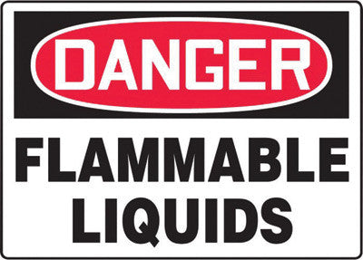 Accuform Signs 7" X 10" Black, Red And White 4 mils Adhesive Vinyl Chemicals And Hazardous Materials Sign "DANGER FLAMMABLE LIQUIDS"-eSafety Supplies, Inc