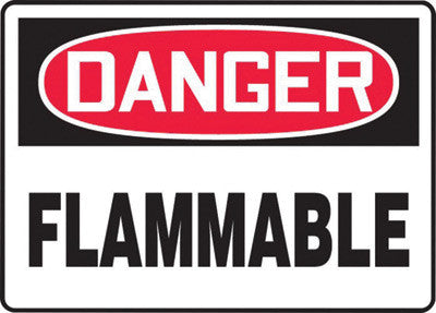 Accuform Signs 10" X 14" Black, Red And White 0.055" Plastic Chemicals And Hazardous Materials Sign "DANGER FLAMMABLE" With 3/16" Mounting Hole And Round Corner-eSafety Supplies, Inc
