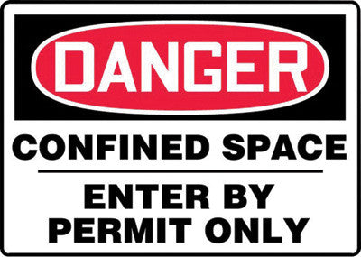Accuform Signs 10" X 14" Black, Red And White 0.040" Aluminum Sign "DANGER CONFINED SPACE ENTER BY PERMIT ONLY" With Round Corner-eSafety Supplies, Inc