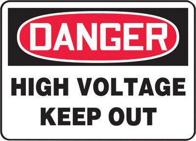 Accuform Signs 7" X 10" Black, Red And White 0.055" Plastic Electrical Sign "DANGER HIGH VOLTAGE KEEP OUT" With 3/16" Mounting Hole And Round Corner-eSafety Supplies, Inc