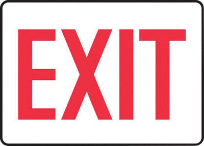 Accuform Signs 10" X 14" Red And White 0.055" Plastic Admittance And Exit Sign "EXIT" With 3/16" Mounting Hole And Round Corner-eSafety Supplies, Inc