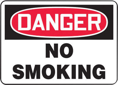 Accuform Signs 10" X 14" Black, Red And White 0.055" Plastic Smoking Control Sign "DANGER NO SMOKING" With 3/16" Mounting Hole And Round Corner-eSafety Supplies, Inc