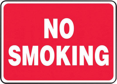 Accuform Signs 7" X 10" White And Red 0.055" Plastic Smoking Control Sign "NO SMOKING" With 3/16" Mounting Hole And Round Corner-eSafety Supplies, Inc