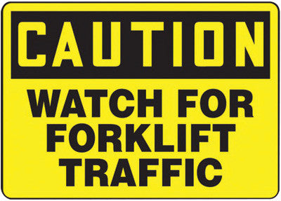 Accuform Signs 7" X 10" Black And Yellow 4 mils Adhesive Vinyl Industrial Traffic Sign "CAUTION WATCH FOR FORKLIFT TRAFFIC"-eSafety Supplies, Inc