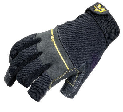 Valeo Industrial V235 Work Pro Open Finger Synthetic Leather Work Gloves for Gen, Black