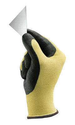 Ansell Size 11 HyFlex Light Duty Cut Resistant Black Foam Nitrile Palm Coated Work Gloves With Yellow DuPont Kevlar Liner And Knit Wrist-eSafety Supplies, Inc