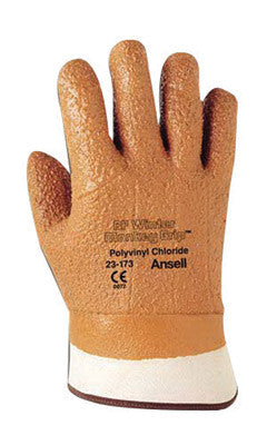 Ansell Size 10 Orange Winter Monkey Grip Textured Jersey Lined Cold Weather Gloves With Wing Thumb, Safety Cuff, Vinyl Fully Coated, Foam Insulation And Raised Finish-eSafety Supplies, Inc