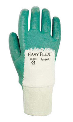 Ansell Size 7 Easy Flex Light Duty Multi-Purpose Cut And Abrasion Resistant White And Green Nitrile Palm Coated Work Gloves With Cotton Knit Liner And Knit Wrist-eSafety Supplies, Inc