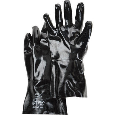 SHOWA Best Size 10 Large Black Neo Grab 12" Cotton Lined Neoprene Multi-Dipped Chemical Resistant Gloves With Smooth Finish And Gauntlet Cuff-eSafety Supplies, Inc