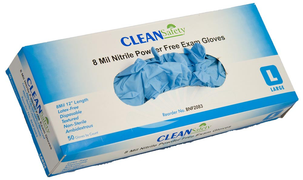 Clean Safety - 8 mil. Nitrile Powder-Free Exam Gloves - Box-eSafety Supplies, Inc