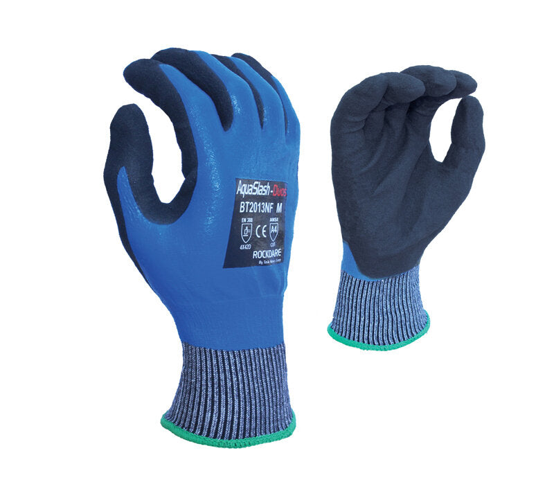 (BT2013NF) 13G HDPE A4 (Wire-Core Steel) Double dipped sand foam nitrile palm fully coated gloves - Dozen