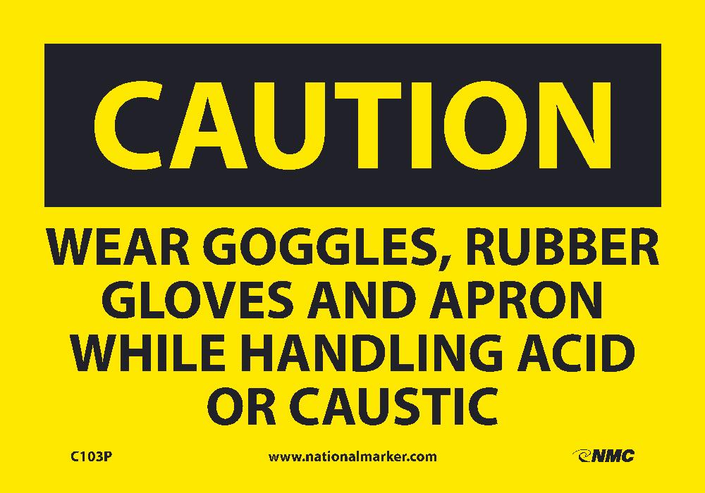 Caution Wear Ppe When Handling Acid Or Caustic Sign-eSafety Supplies, Inc