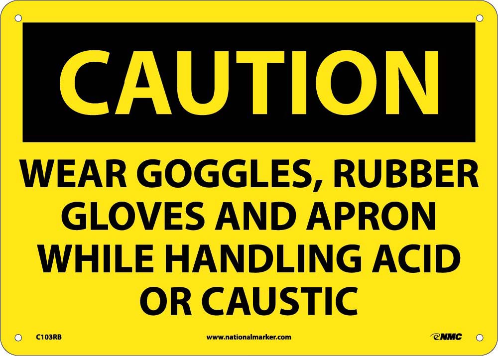 Caution Wear Ppe When Handling Acid Or Caustic Sign-eSafety Supplies, Inc