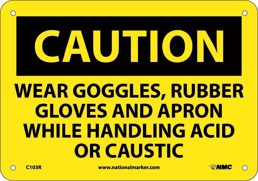 Caution Wear Ppe When Handling Acid Or Caustic Sign-eSafety Supplies, Inc
