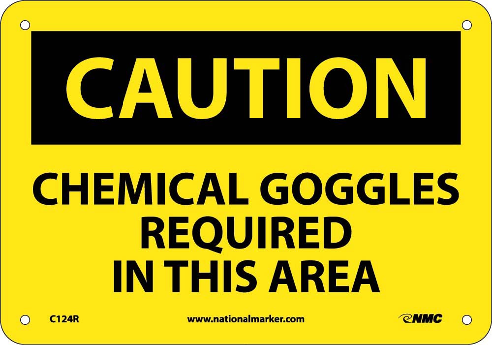 Caution Chemical Goggles Required In This Area Sign-eSafety Supplies, Inc
