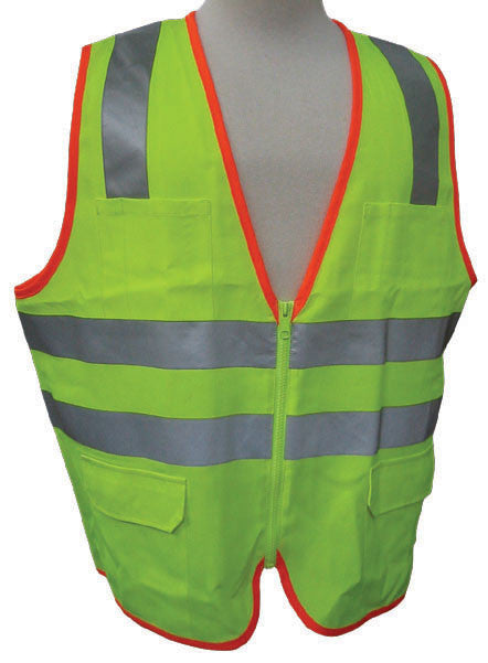 3A Safety - ANSI Certified Safety Vest with Contrasting Outline Lime Color Size Large-eSafety Supplies, Inc