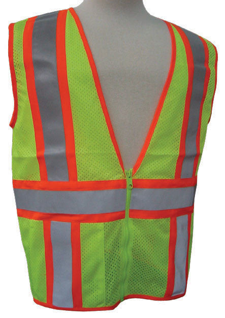 3A Safety - ANSI Certified Mesh Flagger Safety Vest Lime Color Size Large-eSafety Supplies, Inc