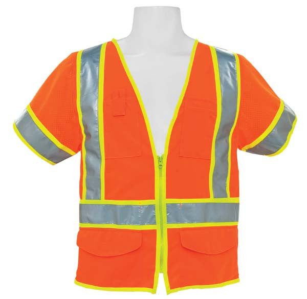 3A Safety - ANSI Class III Solid Multi-pocket Vest with Sleeves Orange Color Size 5X-large-eSafety Supplies, Inc