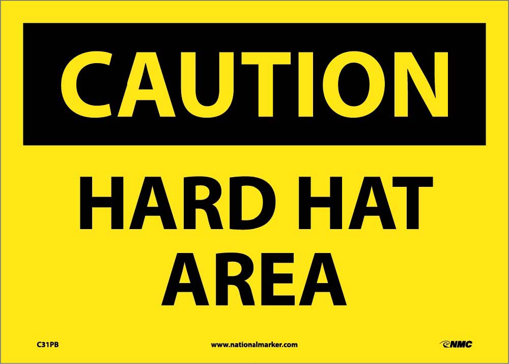Caution Hard Hat Area Sign-eSafety Supplies, Inc