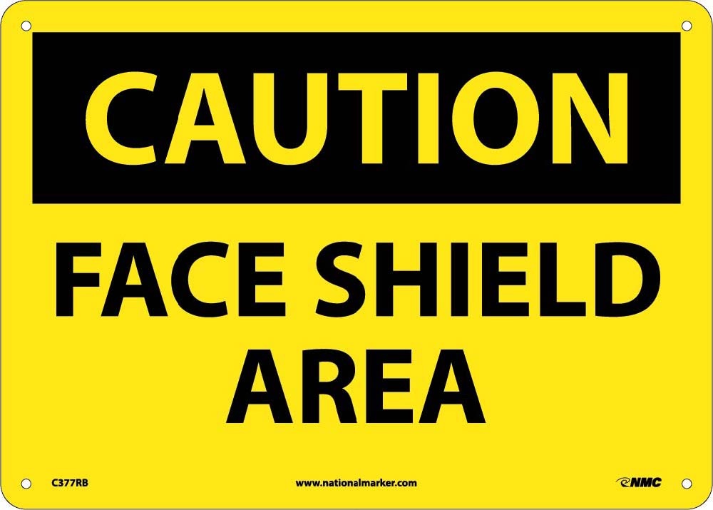 Caution Face Shield Area Sign-eSafety Supplies, Inc