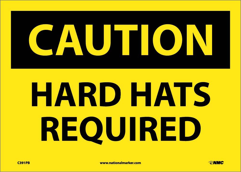 Caution Hard Hats Required Sign-eSafety Supplies, Inc