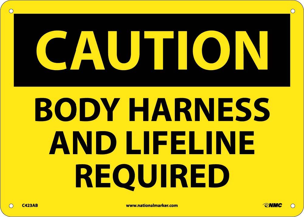 Caution Body Harness And Lifeline Required Sign-eSafety Supplies, Inc